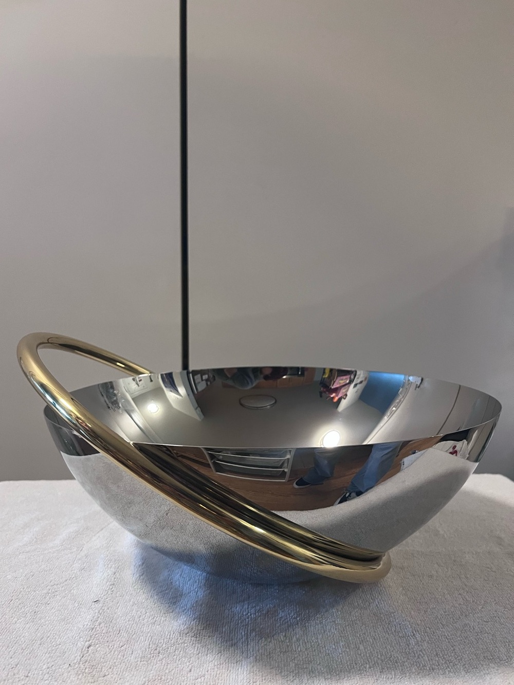 ANNA New York Silver Serving Bowl with Gold-Tone Accent Handle